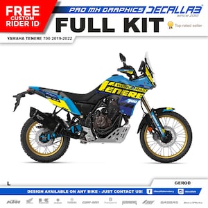 Yamaha Tenere 700 2019 - 2022 Super Durable MX Graphics Stickers KIT Decallab White / Chrome / Holographic