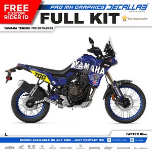 Yamaha Tenere 700 2019 - 2022 Super Durable MX Graphics Stickers KIT Decallab White / Chrome / Holographic