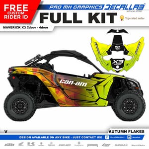 CAN AM Maverick X3 Super Durable Stickers Graphics Set Decals Stickers Kit White / Chrome / Holographic