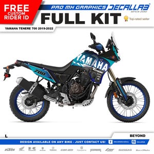 Yamaha Tenere 700 2019 - 2022 Super Durable MX Graphics Stickers KIT Decallab White / Chrome / Holographic