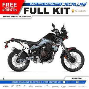 Yamaha Tenere 700 2019 - 2022 Super Durable MX Graphics Stickers KIT Decallab White / Chrome / Holographic