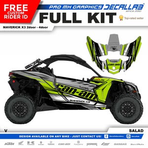 CAN AM Maverick X3 Super Durable Stickers Graphics Set Decals Stickers Kit White / Chrome / Holographic