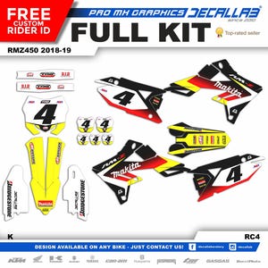 SUZUKI RMZ 450 2018 2019 Super Durable MX Graphics Stickers Kit Decallab White / Chrome / Holographic