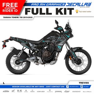 Yamaha Tenere 700 2019 - 2022 Super Durable MX Graphics Stickers KIT Decallab White / Chrome / Holographic