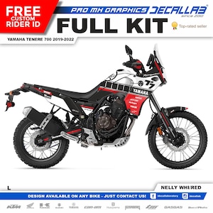 Yamaha Tenere 700 2019 - 2022 Super Durable MX Graphics Stickers KIT Decallab White / Chrome / Holographic
