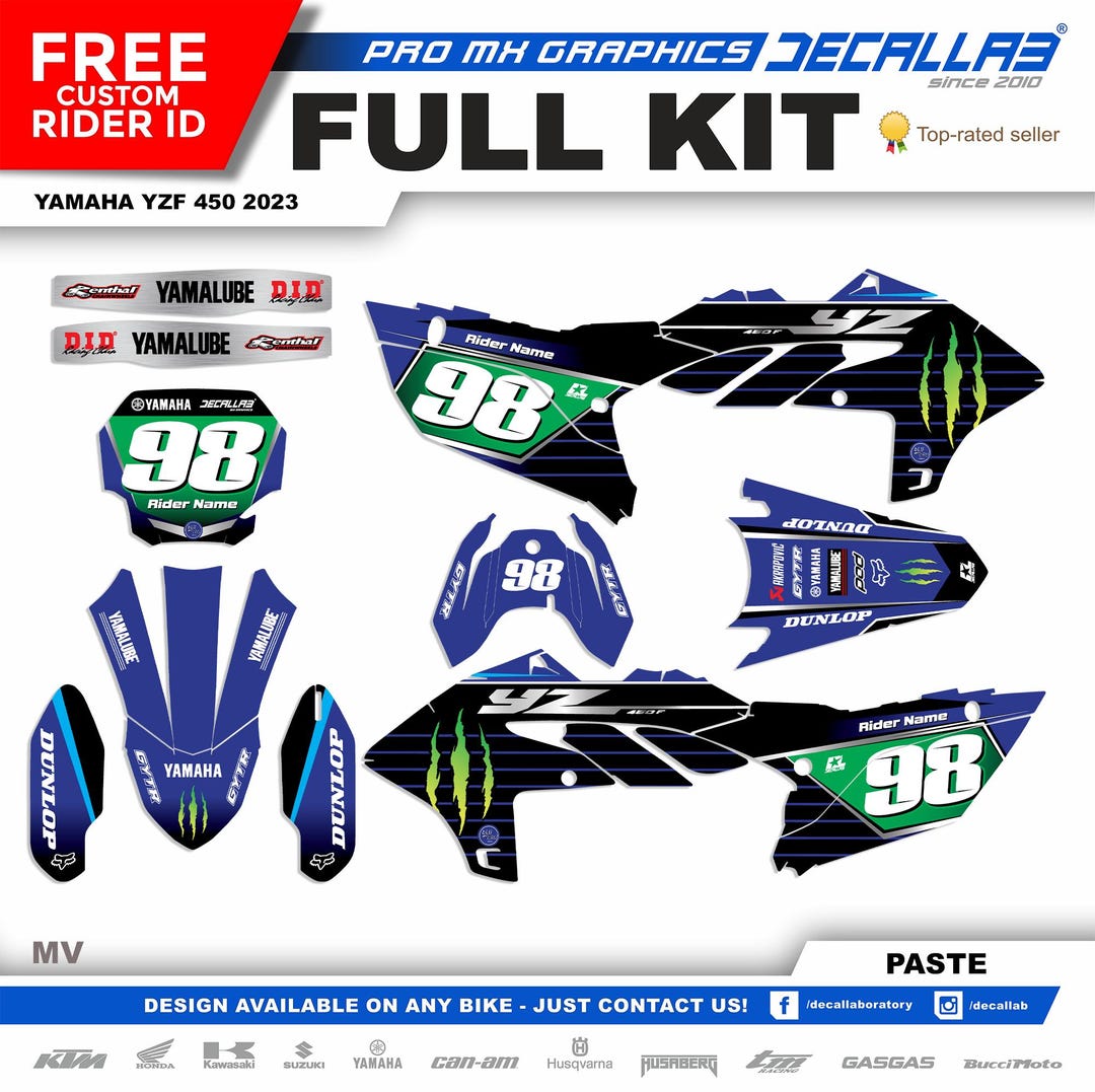 Yamaha YZF 450 Graphics Kit: Custom Decals - White / Chrome ...