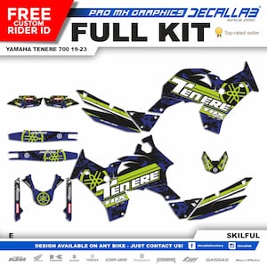 Yamaha Tenere 700 2019 - 2023 Super Durable MX Graphics Stickers KIT Decallab White / Chrome / Holographic