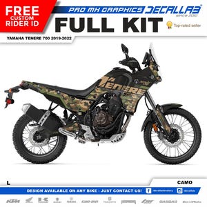 Yamaha Tenere 700 2019 - 2022 Super Durable MX Graphics Stickers KIT Decallab White / Chrome / Holographic