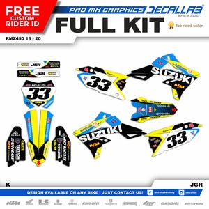 SUZUKI RMZ 450 2018 2019 2020 Super Durable MX Graphics Stickers Kit Decallab White / Chrome / Holographic