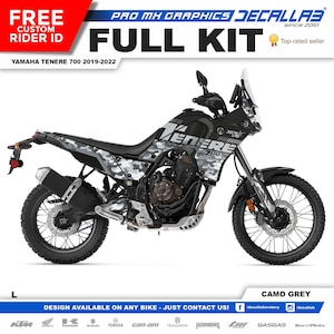 Yamaha Tenere 700 2019 - 2022 Super Durable MX Graphics Stickers KIT Decallab White / Chrome / Holographic