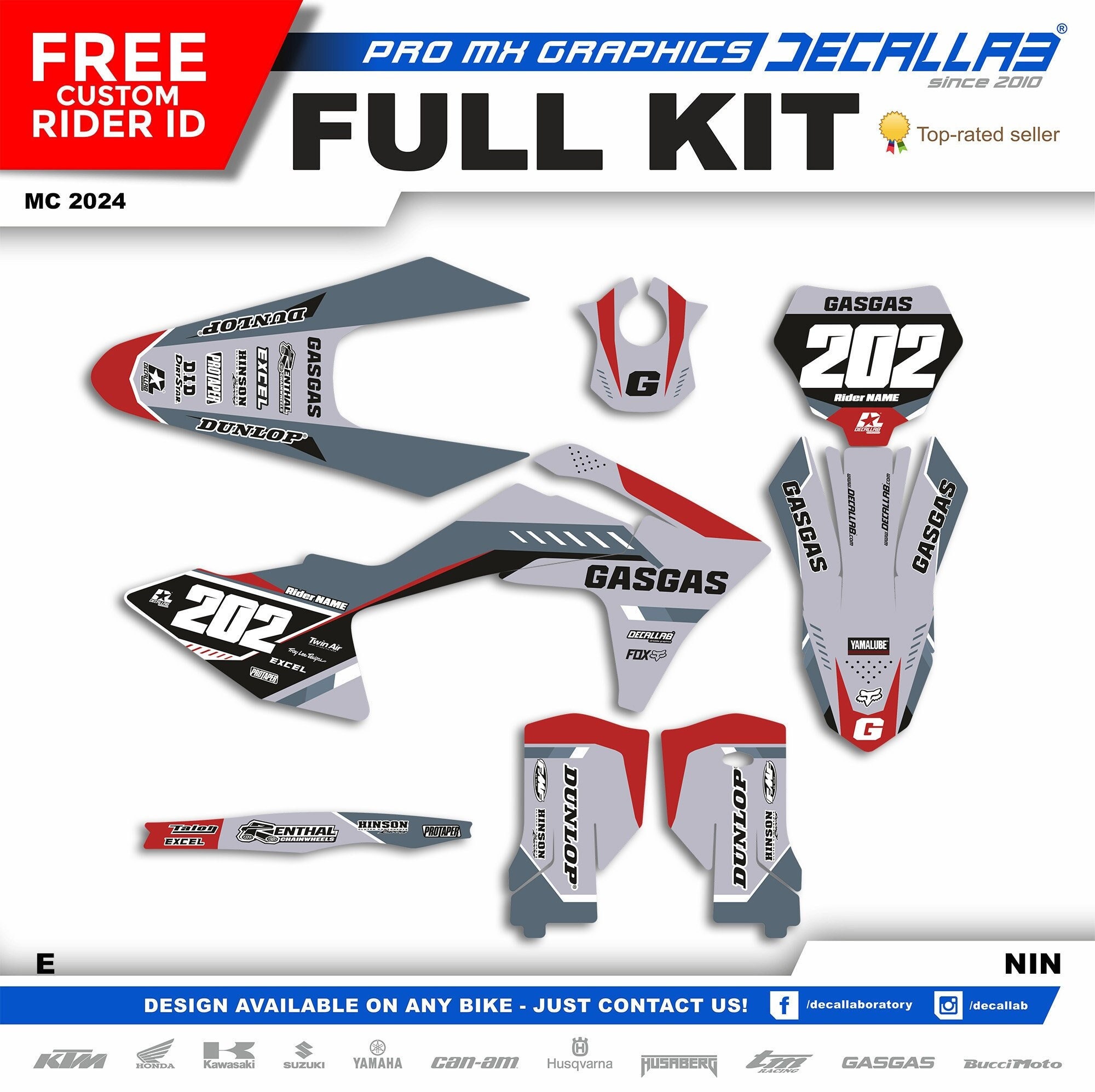 Gas Gas MC 2024 White / Chrome / Holographic Super Durable MX