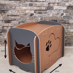Modern Cat House CNC Files – Instant Download | DIY Wooden Pet House Template | SvG DxF  PdF CdR