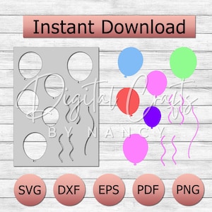 Pochoir ballon rond pour travaux manuels | Modèle réutilisable pour bannières, cartes et décorations de fête | Téléchargement numérique SVG
