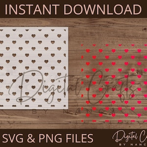 Modello stencil fai da te "Cuori senza soluzione di continuità" per la creazione di biglietti, scrapbooking e tecniche miste / Download digitale / Design ridimensionabile per Cricut (Design 1)