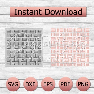 Stencil con motivo a intreccio geometrico per fai da te / Modello riutilizzabile per biglietti, scrapbooking, tecniche miste / Download digitale da 6 x 6 pollici SVG e PNG
