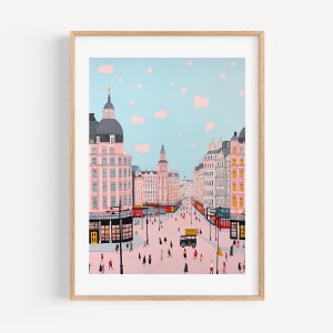 London Watercolor Art Print Piccadilly Circus England London Poster London Travel Gift for Housewarming Wedding Gift