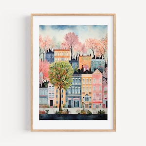 Greenwich New York Aquarell Kunstdruck Modernes Reisegeschenk für das zeitgemäße Zuhause Einweihungsgeschenk