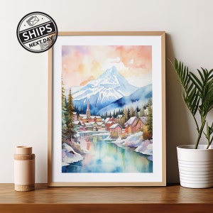 Banff Alberta Art Print Canada Home Decor Wall Art Print Travel Poster Housewarming Gift