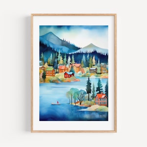 Lake Tahoe Wall Art Giclee print Lake Decor Wedding gift Anniversary print California Decor