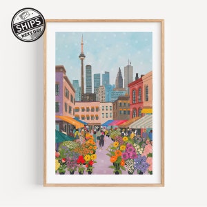 Blumenmarkt Toronto Print Travel Art Floral Illustration Kanada, Botanische Wandkunst, trendige Wandkunst, Kanada Geschenk
