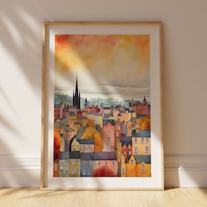 Edinburgh Travel Art Print, Edinburgh Scotland Travel Gift, Watercolor Wall Decor, Wedding Gift, Birthday Present