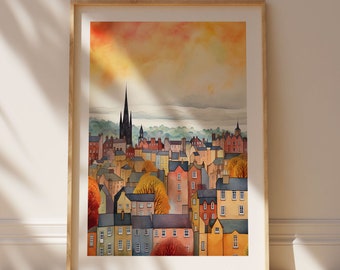 Edinburgh Travel Art Print, Edinburgh Scotland Travel Gift, Aquarelle Wall Decor, Cadeau de mariage, Cadeau d’anniversaire