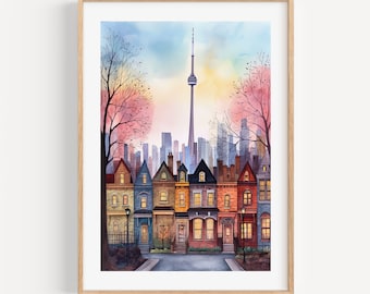 Toronto Art Print Canada Wall CN Tower Art Print Affiche de voyage Cadeau de pendaison de crémaillère