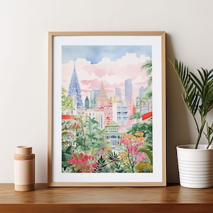 Bangkok Thailand Travel Print Poster Watercolor Traveler Gift Thailand Decor Wall Art Traveler Gift