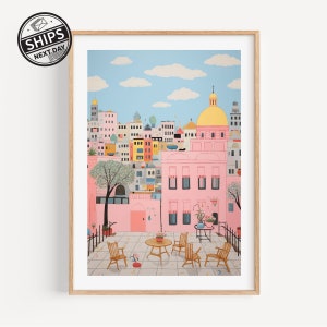 Mexico City Vibrant Artwork Watercolor Trendy Art Print Modern Travel Gift for Contemporary Home Housewarming Gift