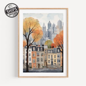 Philadelphia print muurkunst, Philadelphia Art Print, Philadelphia stadsgezicht, Pennsylvania print, reiscadeau, USA print