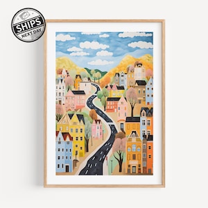 Boulder Colorado Watercolor Trendy Art Print Modern Travel Gift for Contemporary Home Housewarming Gift for