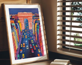 Paris Arc de Triomphe Print | Colorful Street Art
