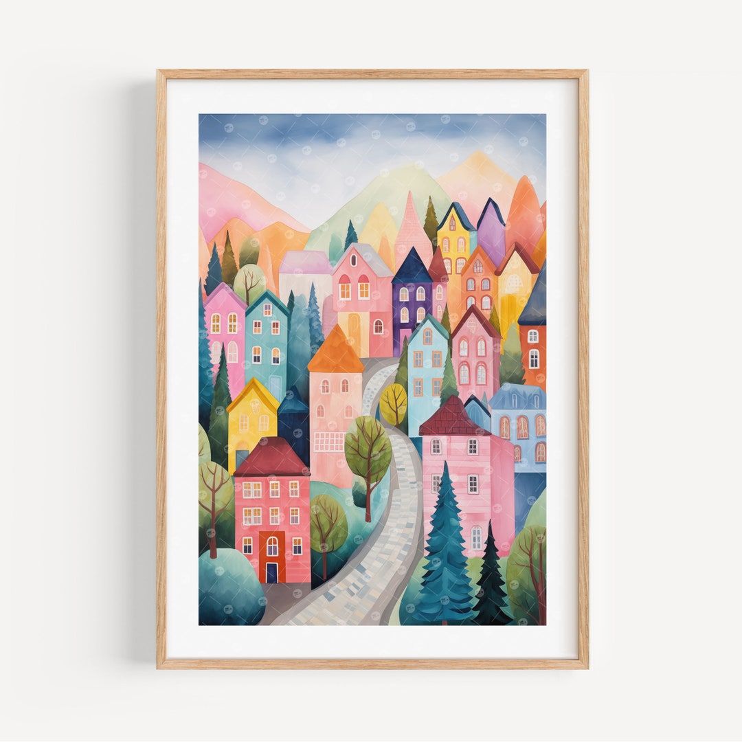 Telluride Colorado Watercolor Print - Modern Cityscape Art - Etsy