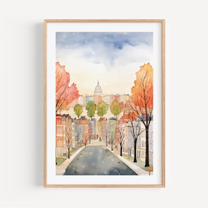 Washington DC Watercolor Art Print, Modern Travel Gift