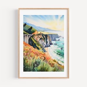 Arte de pared de Big Sur, impresión giclée, decoración costera, regalo de boda, impresión de aniversario, decoración de California