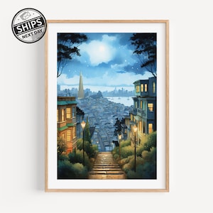 San Francisco aquarel kunstafdruk - stadsgezicht illustratie