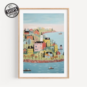 Rhoda Island Acquerello Stampa Artistica Trendy Regalo da Viaggio Moderno New England