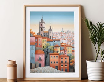 Porto Portugal Kunstdruck, trendige Aquarell Reisekunst
