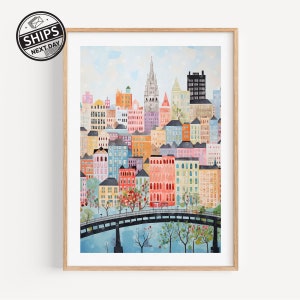 Providence Rhode Island Watercolor Art Print Modern Travel Gift for Contemporary Home Housewarming Gift