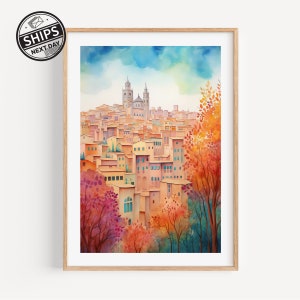 Toledo Spain Modern Travel Watercolor Art Print Traveler Gift Spanish Decor Spanish Art