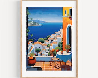 Capri Italy Watercolor Art Print | Coastal Travel Poster