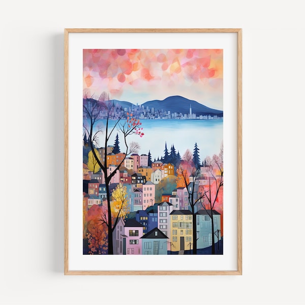 Vancouver Art Print Canada British Columbia Wall Art Print Travel Poster Housewarming Gift