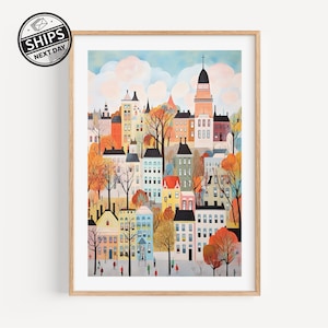 Montreal Canada aquarel kunst print Canada poster Montreal reiscadeau voor housewarming huwelijkscadeau