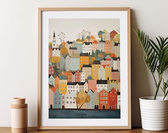 Bergen Scandinavian Decor Art Norway Wall Art Travel Print Travel Poster Housewarming Gift