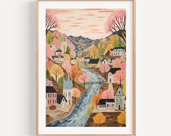 Harpers Ferry Trendy Art Print Wall Decor Watercolor West Virginia City Illustration Home Decor Housewarming Gift for