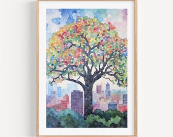 Charleston Angel Oak Tree Art Print Watercolor Travel Illustrations Southern Decor Vacation Gift Ideas