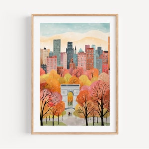 Washington Square Arch Aquarell Kunstdruck, New York City Reiseplakat