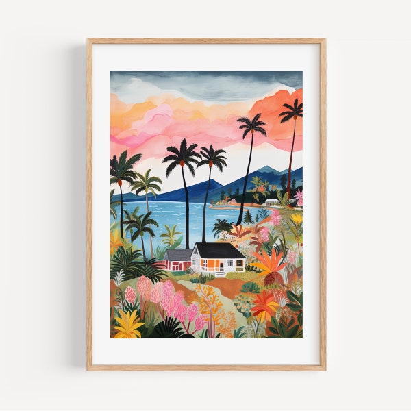 The Big Island Hawaii Art Print Wall Art Giclee print Coastal Decor San Wedding gift Anniversary print