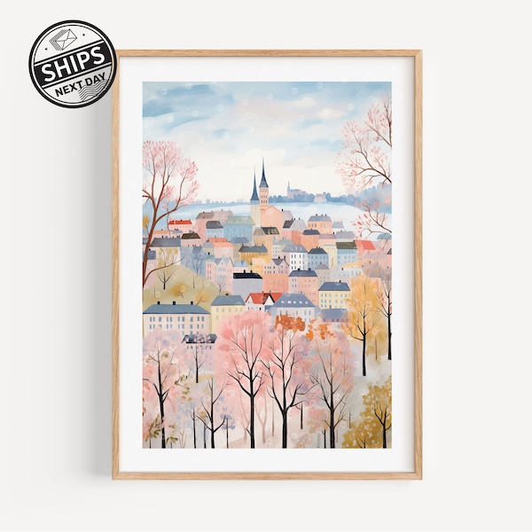 Oslo Scandinavian Decor Art Norway Wall Art Travel Print Travel Poster Housewarming Gift