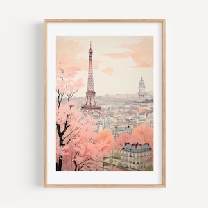 Paris Modern Watercolor Art Print Modern Travel Gift for Contemporary French Home Housewarming Gift